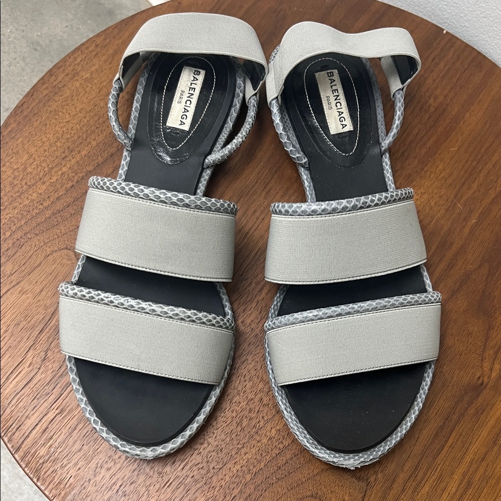 Balenciaga Light Gray Strappy Sandals